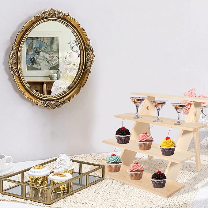 ZYP 4 Tier Wood Cupcake Display Stand, Retail Cookie Display Riser, Rustic - Image 6