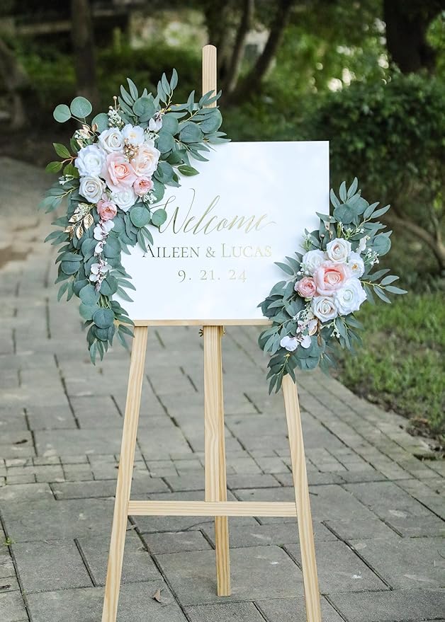 Artificial Blush Pink Wedding Arch Flower Swags Set of 2 - Image 9