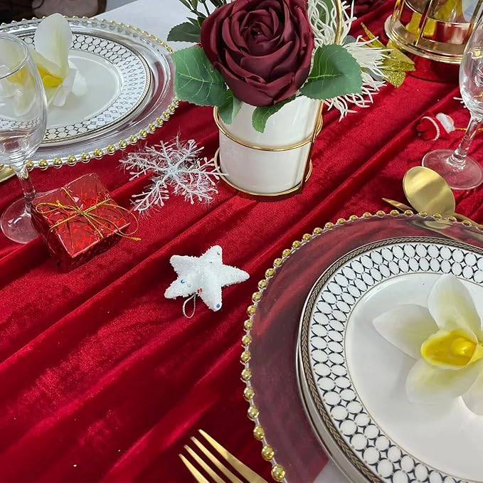 Luxurious Velvet Table Runner, 10ft Wedding Reception Decorations, 20x120inch - Image 2