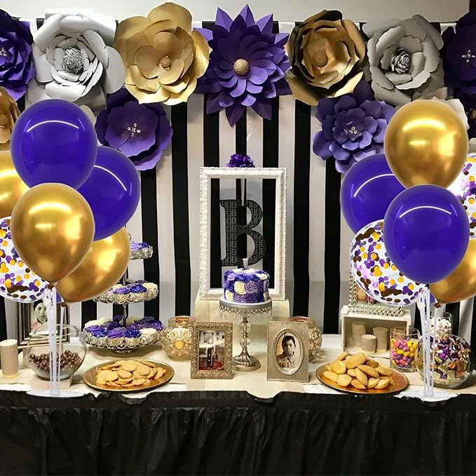 TONIFUL Purple Gold Balloon Centerpieces - Image 6