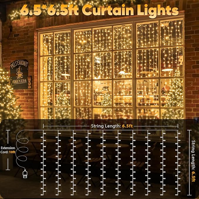 suddus Curtain Lights for Bedroom, 200 Led Hanging String Light Outdoor - Image 9