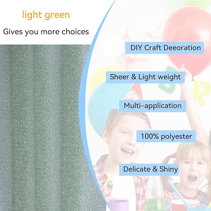 Glitter Tulle Fabric 56 Inch by 5.5 Yards Fabric Tulle Bolt - Image 3