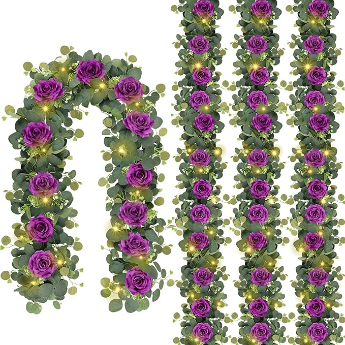 MACTING 4 Pack 26.4FT Eucalyptus Garland by MACTING
