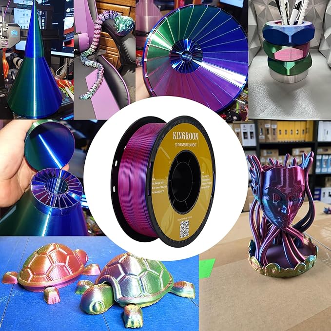 Kingroon Silk PLA Triple Color, 3D Printer Filament, Pla Filament 1.75mm - Image 2
