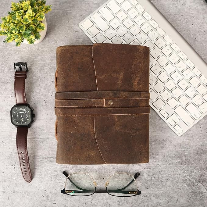 Handmade Leather Journal | Writing Diary | Bound Daily Notepad - Image 2