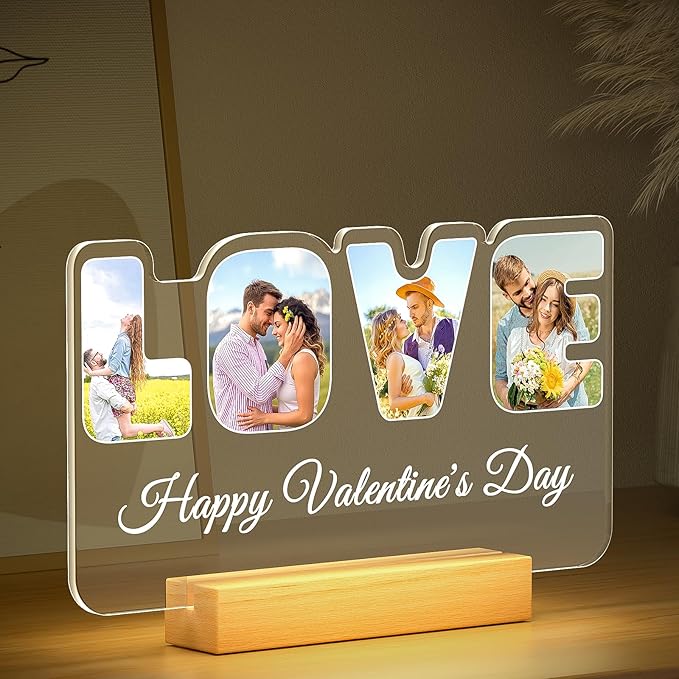 Custom Picture Frames with Photo, Personalized LOVE Photo Frame with Night Light - Image 2