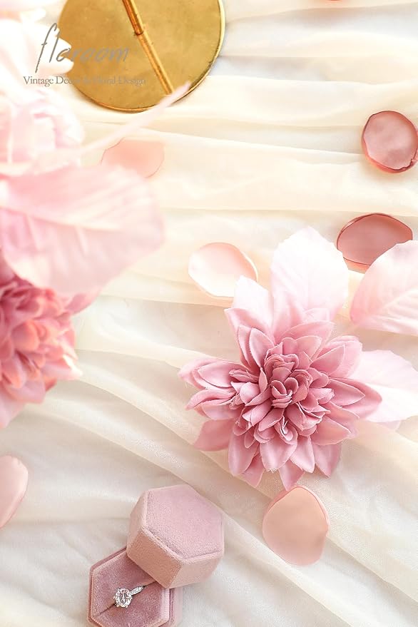 Floroom Blush Pink Artificial Flowers Fake Roses Peonies Dahlias and Greenery - Image 4