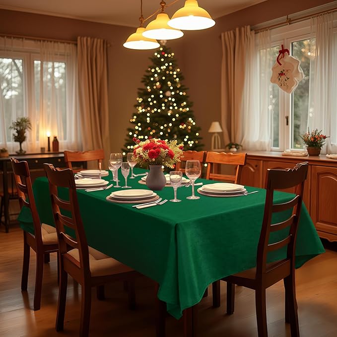 Fitable Faux Linen Christmas Tablecloths 2 Pack, Burlap Textured Table Clothes - Image 9