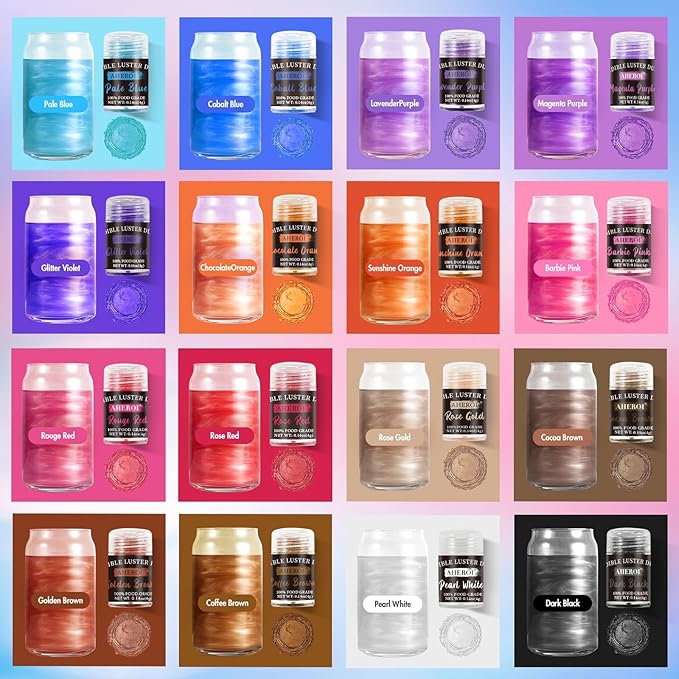 Aheroi Edible Glitter, 24 Colors Luster Dust Edible, Cocktail Glitter Luster - Image 3