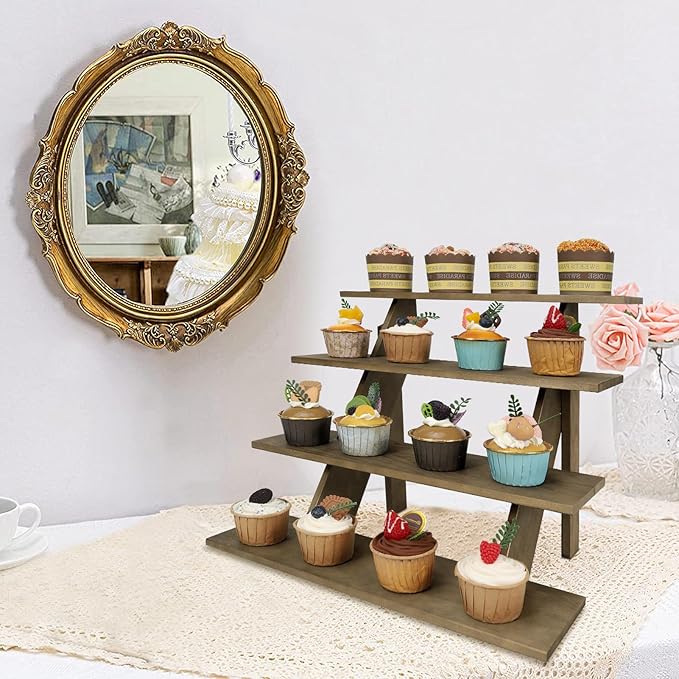 ZYP 4 Tier Wood Cupcake Display Stand Tool Free Retail Cookie Display Riser - Image 5