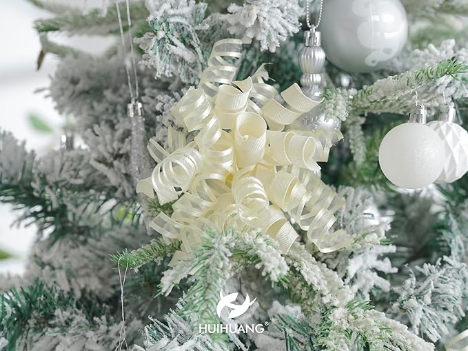 HUIHUANG Gift Wrapping Bows Gift Wrap Accessory Ivory Curly Ribbon Bow 5 inch x - Image 9