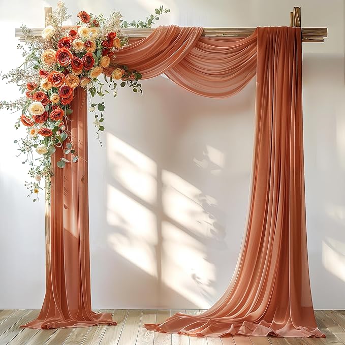 Terracotta Wedding Arch Draping Fabric 1 Panel 30'' x 20FT Terracotta Drapes by PartyTalk