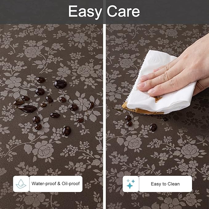 Smiry Round Table Cloth, Waterproof Heavy Duty Vinyl Tablecloths, Wipeable - Image 3