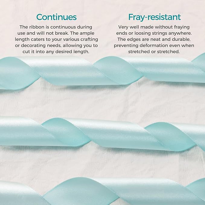 Light Blue Satin Ribbon 3/8 inch X Continuous 100 Yards, Single Face Polyester - Image 4