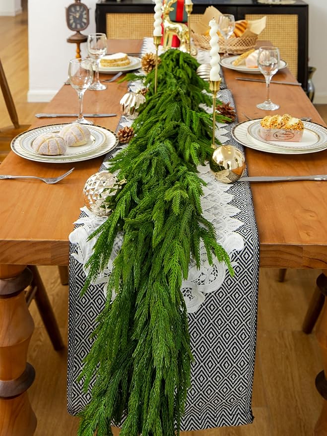 72" Norfolk Pine Garland Real Touch Christmas Garland Faux Cedar Garland - Image 4