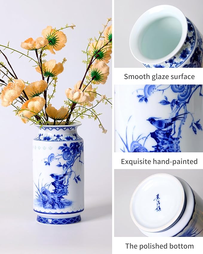 Blue and White Vintage Vase Chinoiserie Farmhouse Decorative Vases Flower - Image 4