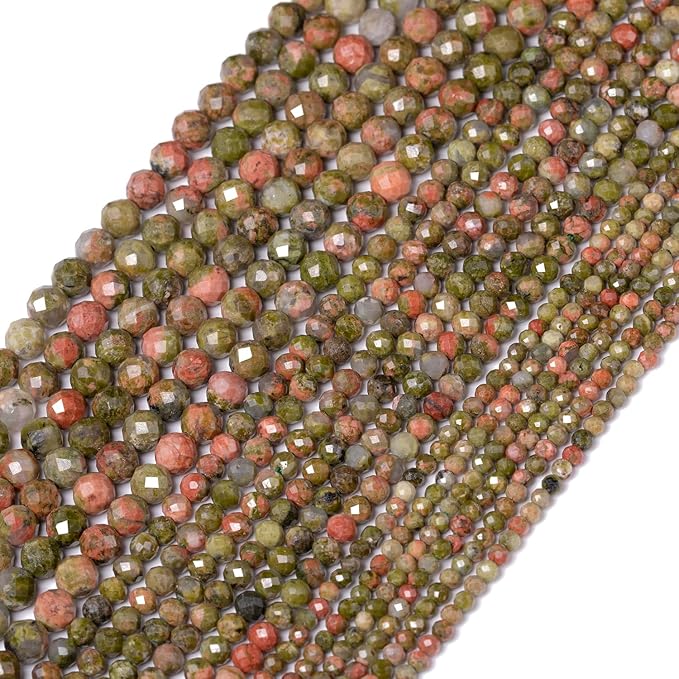 Song Xi 180pcs 2mm Natural Unakite Gemstone Beads Faceted Round Loose Stone - Image 7