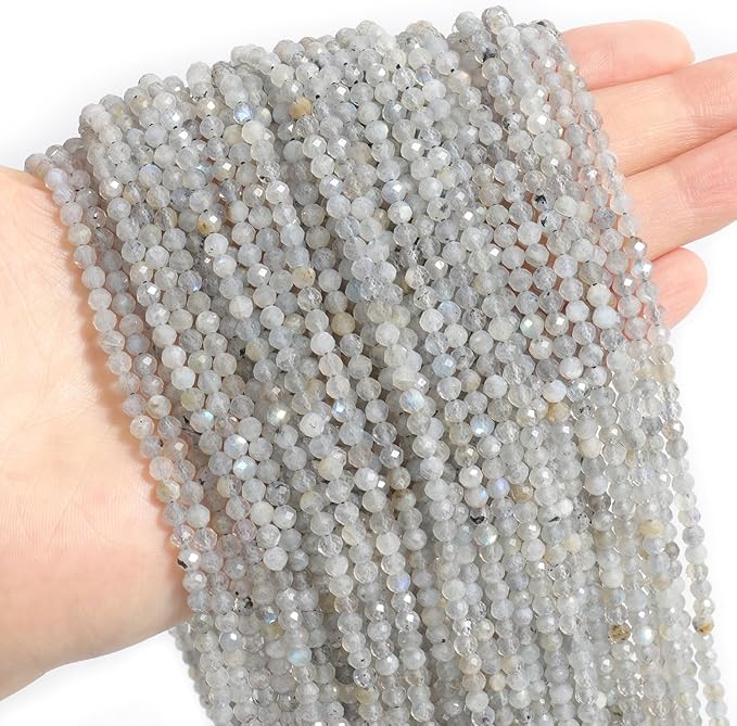 Song Xi 90pcs 4mm Natural Gray Labradorite Gemstone Beads Faceted Round Loose - Image 6