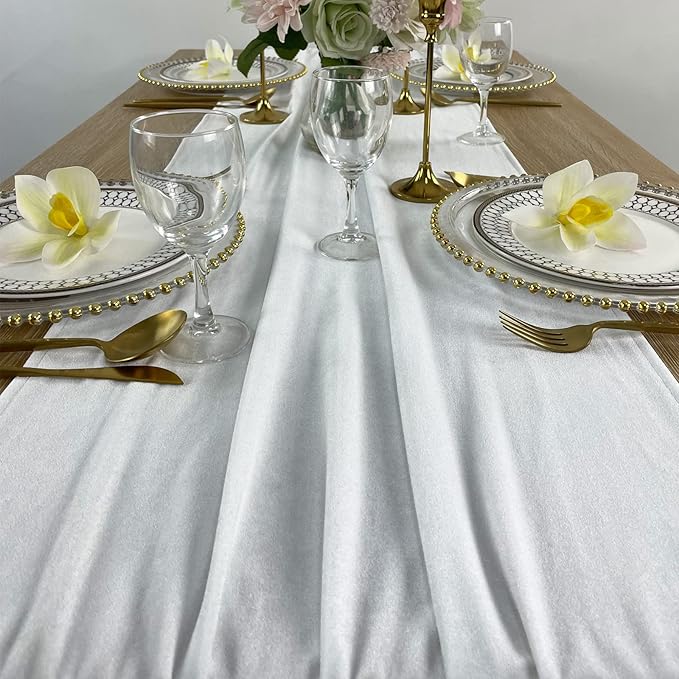 Luxurious Velvet Table Runner, 10ft Wedding Reception Decorations, 20x120inch - Image 3