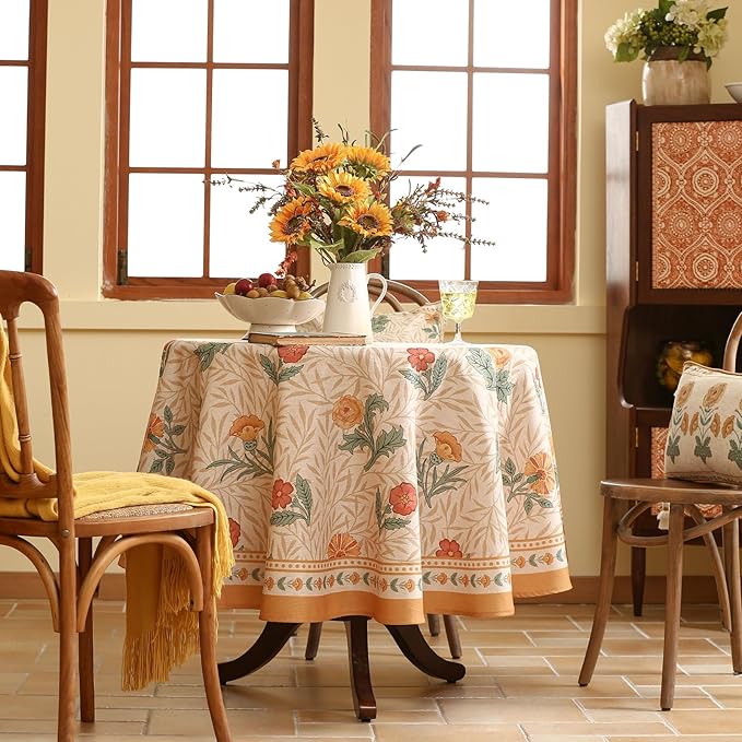 patdrea Designer Small Yellow Floral Linen Table Cloth - Image 2