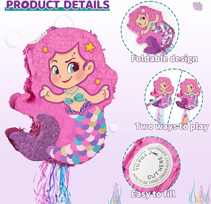 WERNNSAI Foldable Mermaid Pinata - Image 5