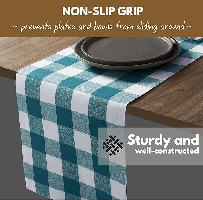 Native Fab Table Runner Buffalo Check Plaid 100% Cotton - Image 4