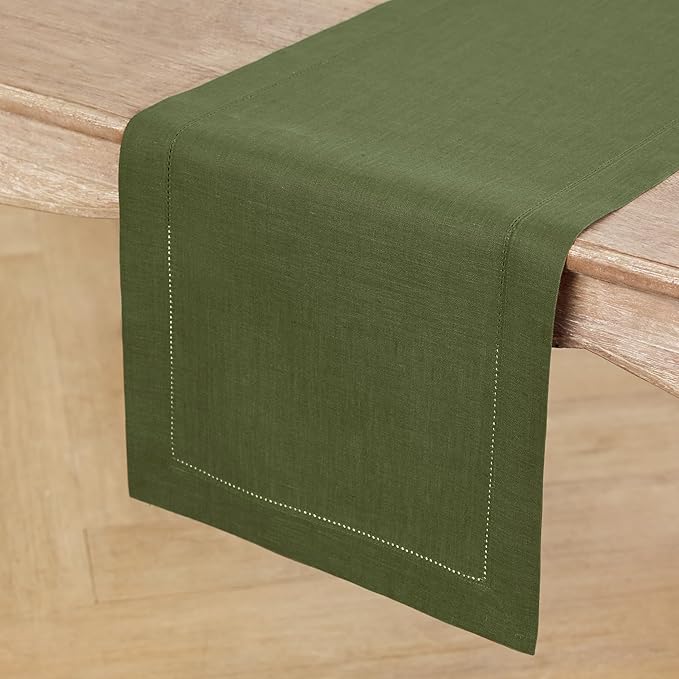 Solino Home Linen Olive Table Runner 72 Inches Long - Image 2