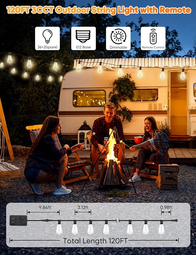 Brightever 3 Color in 1 LED Outdoor String Lights - Image 5