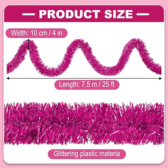 25 Feet Metallic Twist Tinsel Garland Backdrop - Image 2