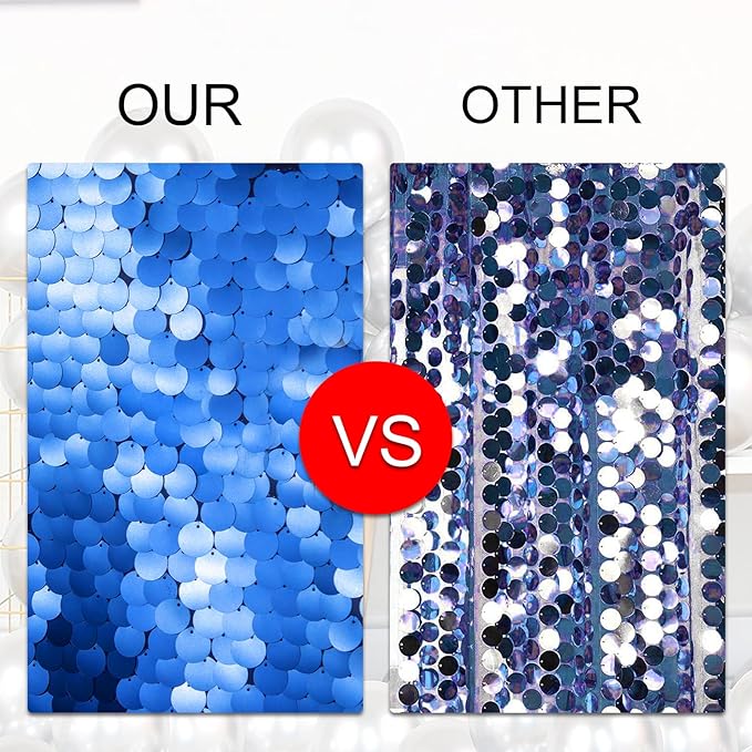 JYFLZQ Blue Payette Sequin Backdrop Curtains 8ft x 8ft 1 Panel Glitter Thick - Image 7