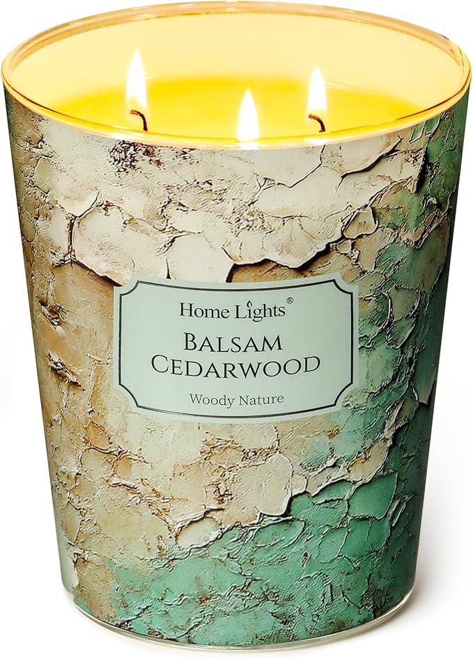 HomeLights Balsam Cedarwood Scented Candles | 34oz Soy Candles Industrial Chic by HomeLights