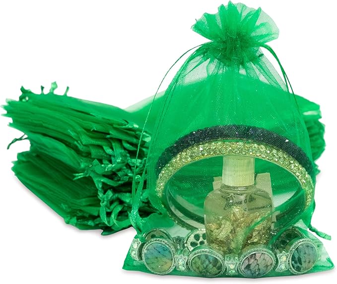TheDisplayGuys 100-Pack 4x6 Light Green Sheer Organza Gift Bags by TheDisplayGuys