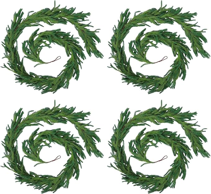 Hananona 4 Pcs 6 Ft Artificial Norfolk Pine Garlands, Realistic Pine Garland - Image 2