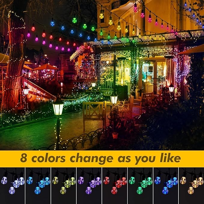 144FT Solar Outdoor String Lights, 45 Shatterproof E26 Edison LED Bulbs - Image 4