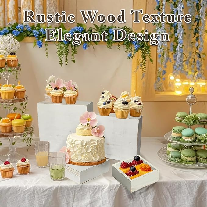 4 Pcs Buffet Risers, Wood Food Riser Dessert Display Stand - Image 5