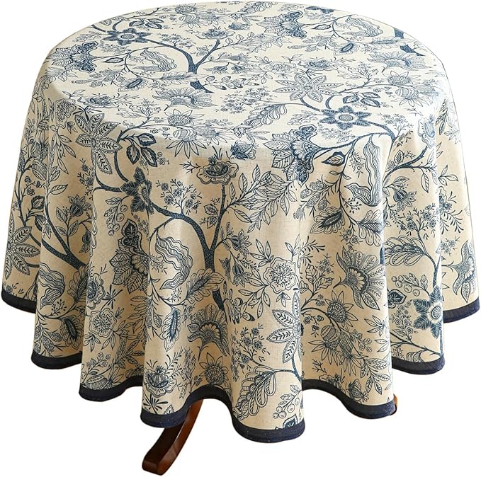 ISAENNE Designer French Linen Round Tablecloth, Durable Home Decor Tablecloths by Isaennehomedecoration
