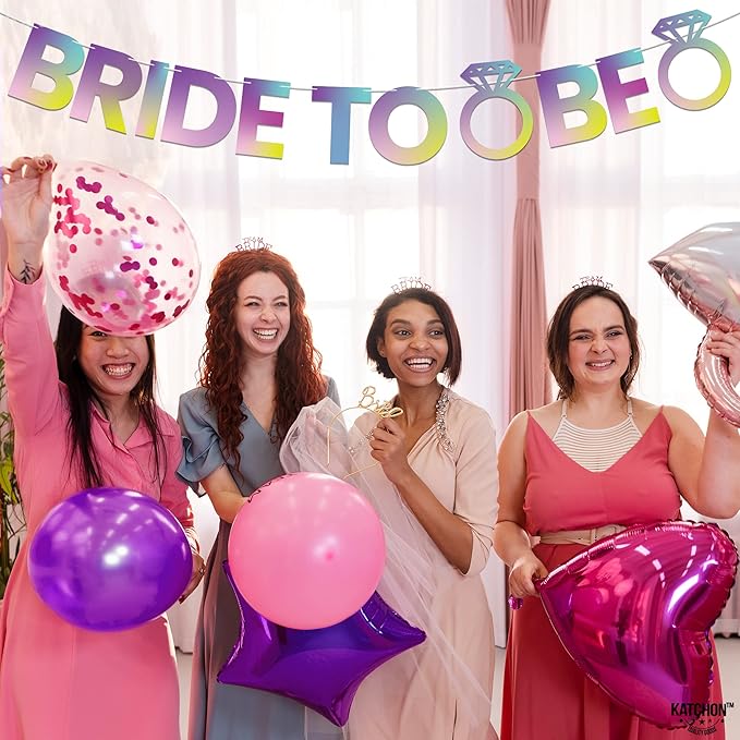 KatchOn, Iridescent Bride To Be Banner Purple - Image 5