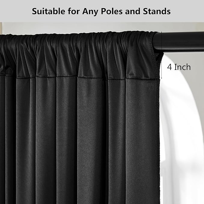 30ft x 15ft Black Wrinkle Free Backdrop Curtain - Image 5