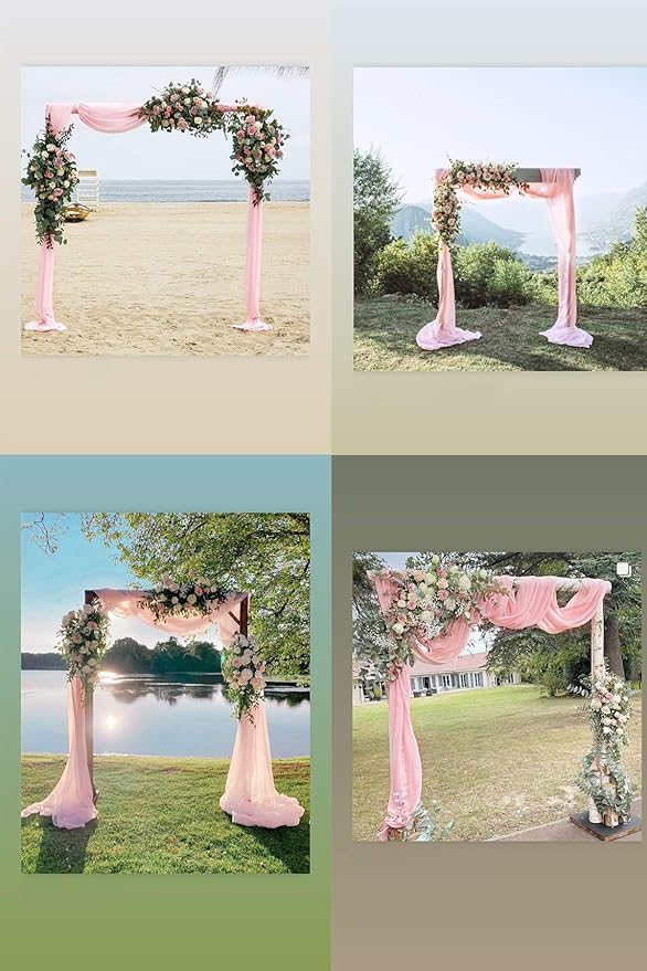 Socomi Wedding Arch Draping Fabric 3 Panels 29" x 19Ft Blush Pink Sheer Chiffon - Image 5