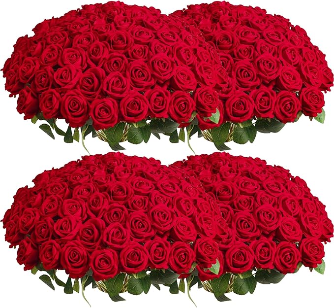 Auihiay 104pcs Red Roses Artificial Flowers by Auihiay