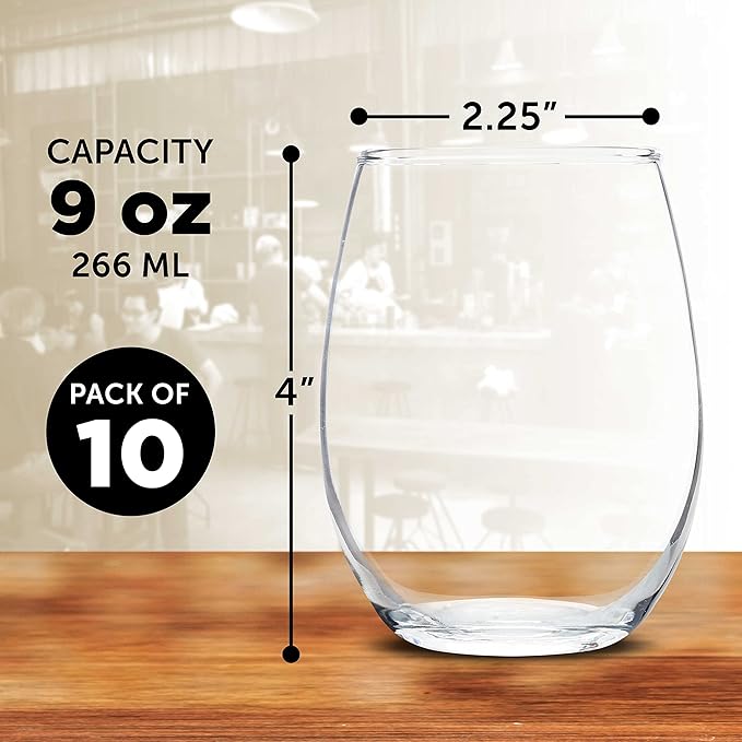DISCOUNT PROMOS Stemless Wine Glass 9 oz. Set of 10, Bulk Pack - Image 5