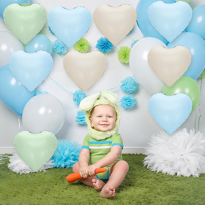 Blue Green White Heart Balloons - Image 6