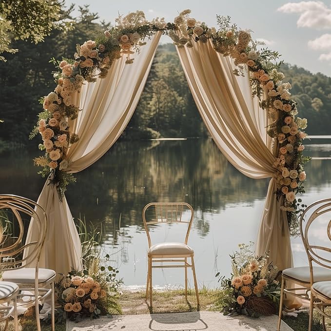 Wokceer Nude 6 Panels 28.7" x 20FT Sheer Fabric Drapes Backdrop Arch Draping - Image 6