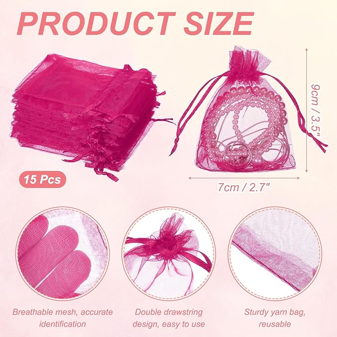 uxcell 50 Pcs Organza Gift Bags, 2.7x3.5 Inch Drawstring Pouches Jewelry Gift - Image 2