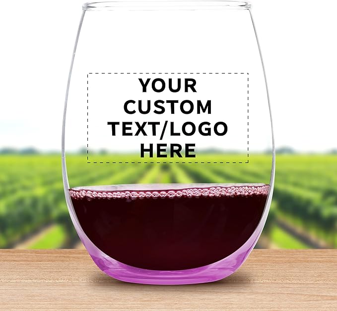 Custom Stemless Wine Glass 9 oz. Set of 10, Personalized Bulk Pack - Image 8