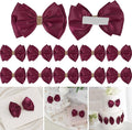 Dark Red Ribbon Bow 4'' Premade Satin Red Bows, Burgundy Gift Bows by LiBongTa