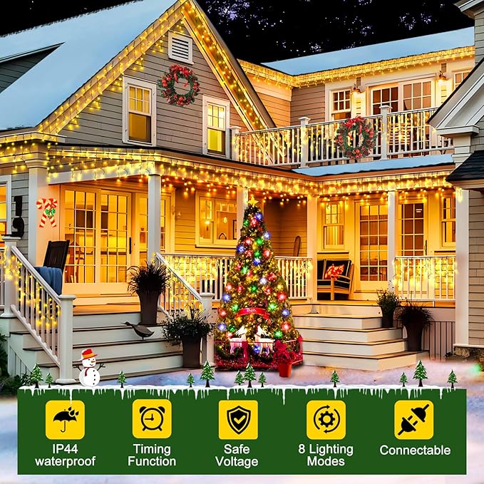 KNONEW 33FT 400 LED Christmas Lights Outdoor Black Wire String Lights - Image 7