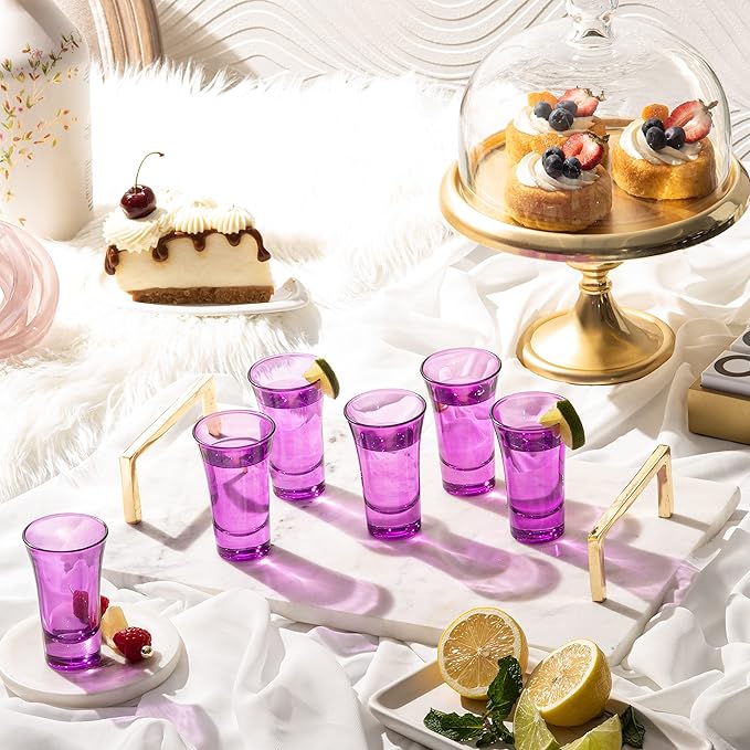 M&N HOME Purple Shot Glasses, 2 Oz Set of 6, Round Glasses - Image 6