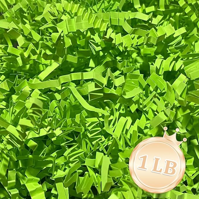 1 LB Fluorescent Green Crinkle Cut Paper Shred Filler Great by Zankubom