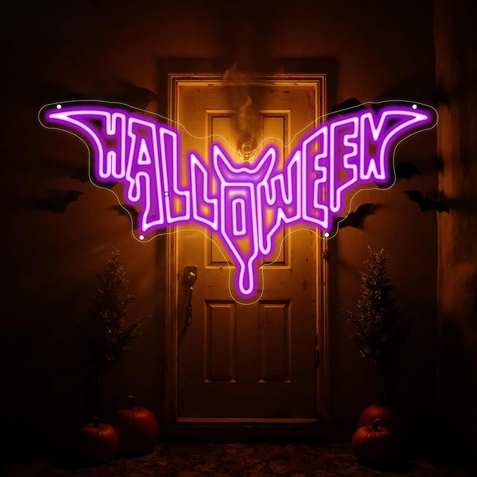Halloween Bat Shaped Neon Sign Spooky Red LED Wall Decor - Image 5